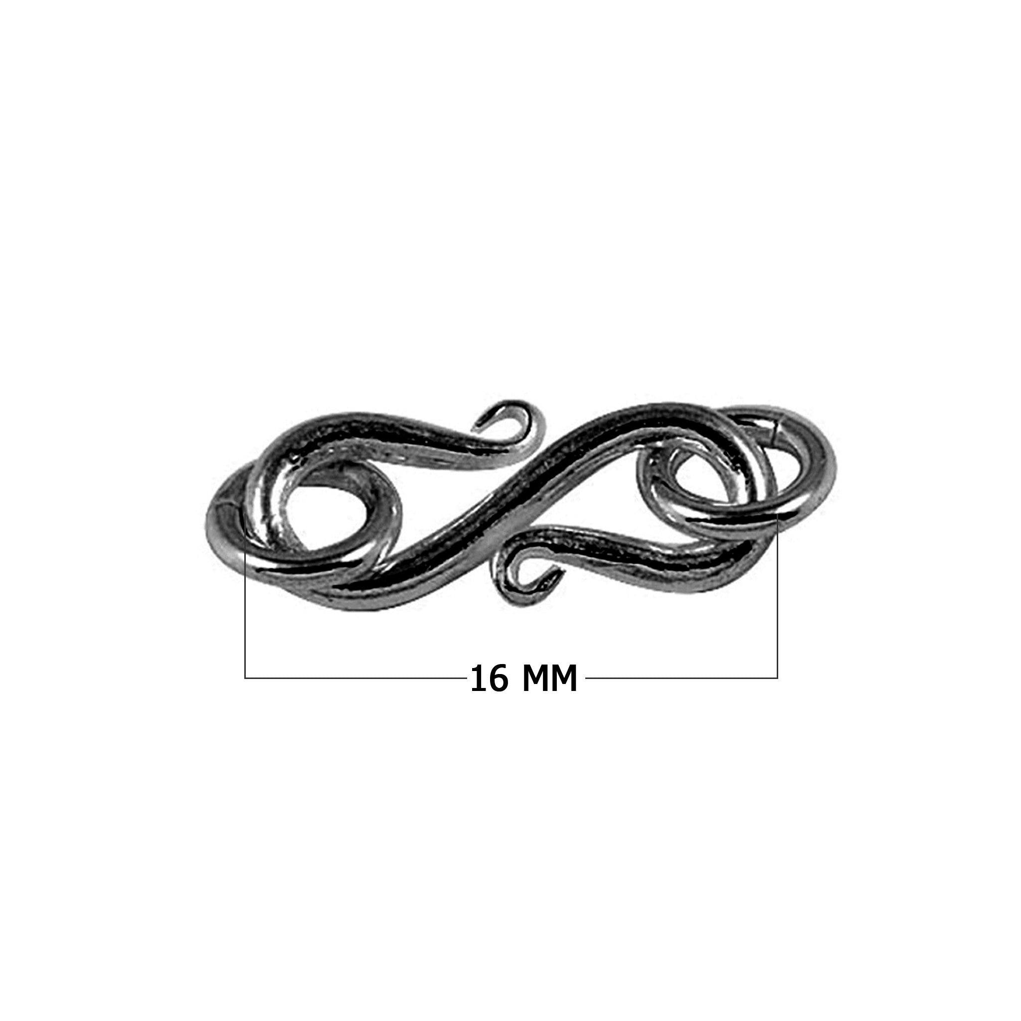 CR-160-16MM Black Rhodium Overlay ''S'' Hook Beads Bali Designs Inc 