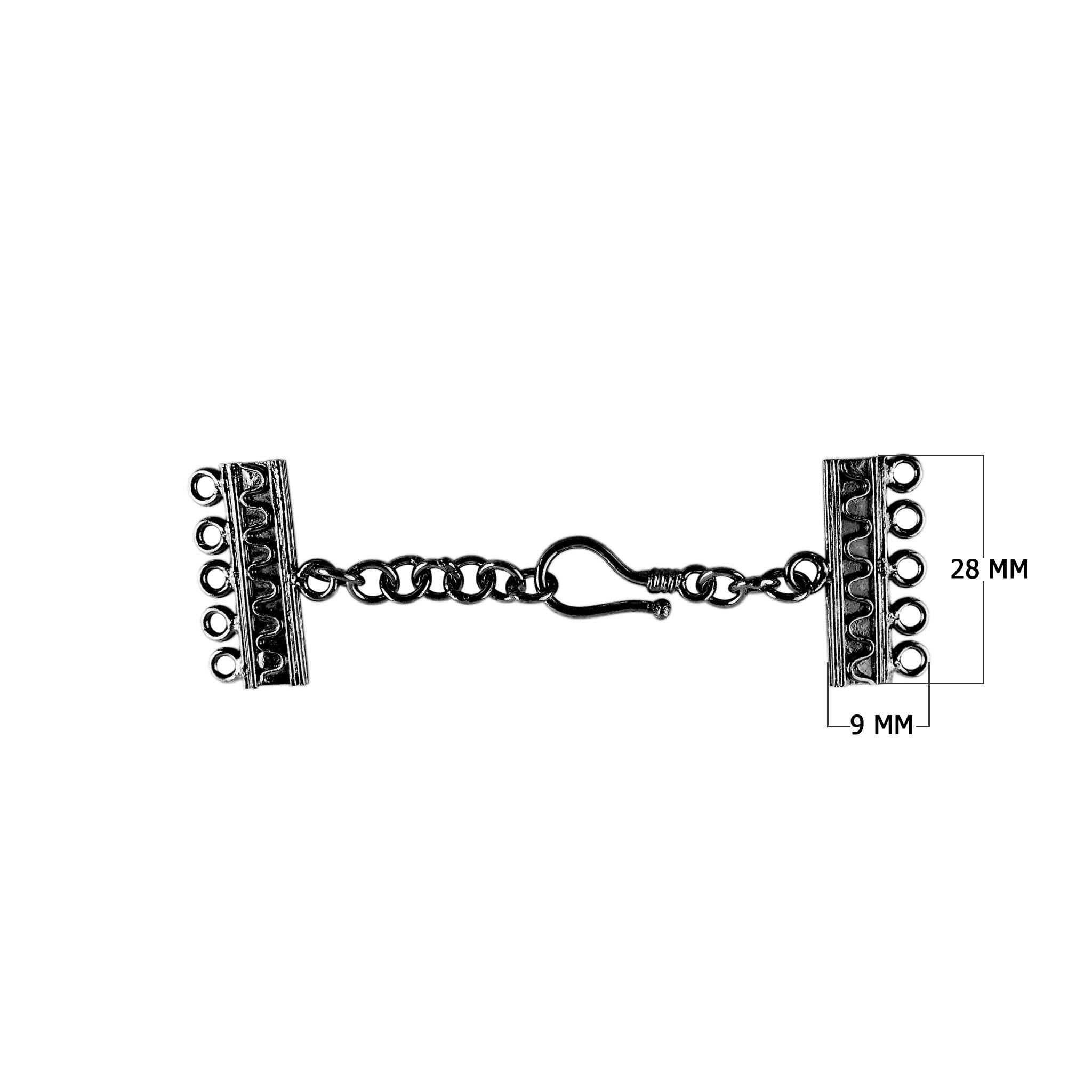 CR-179-5H Black Rhodium Overlay Multi Strand Clasp With 5 Holes Beads Bali Designs Inc 