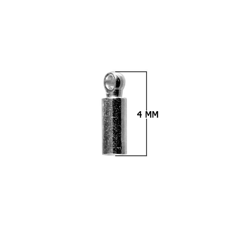 CR-184-4MM Rhodium Overlay Crimp & Cord Tube Beads Bali Designs Inc 