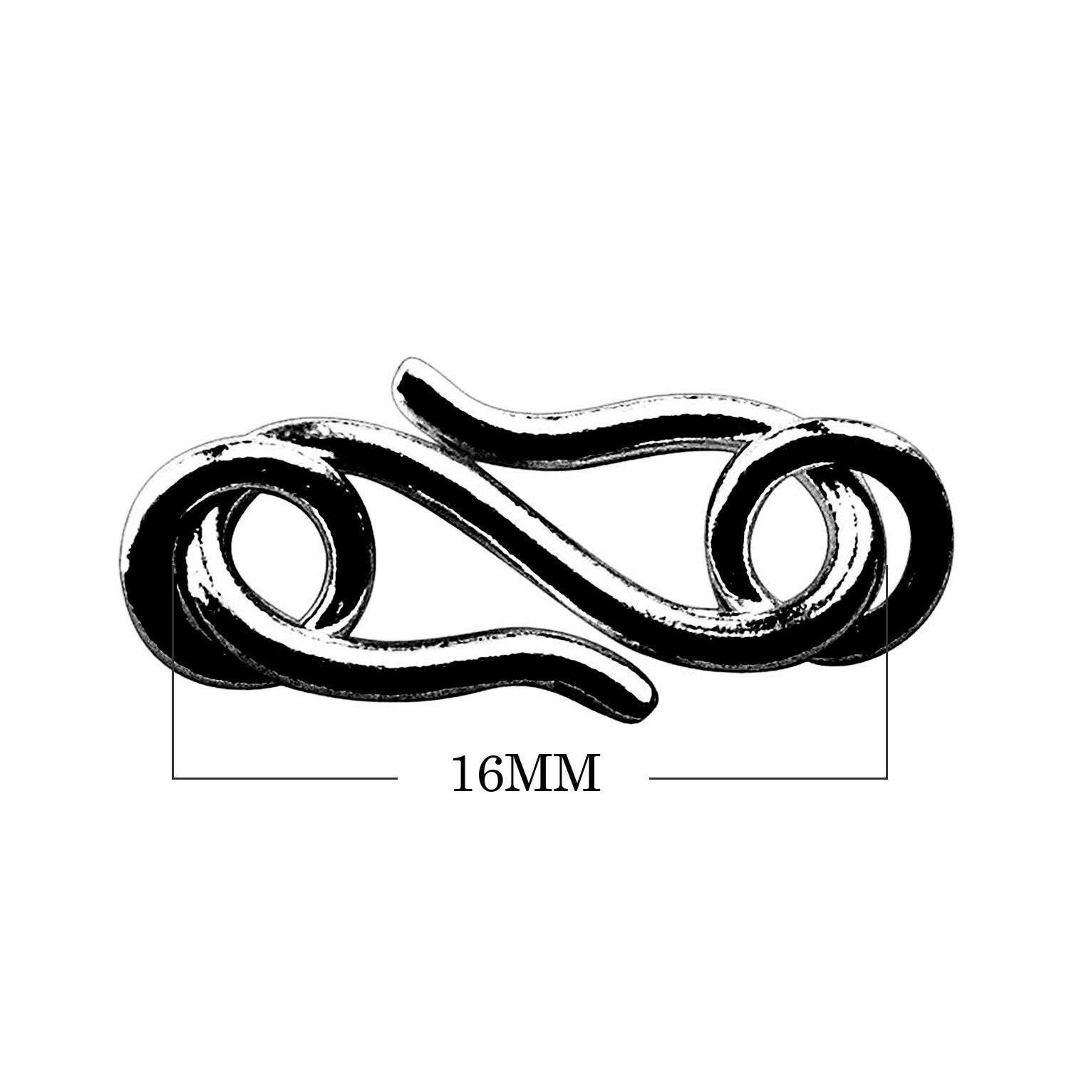 CR-186-16MM Black Rhodium Overlay ''S'' Hook Beads Bali Designs Inc 