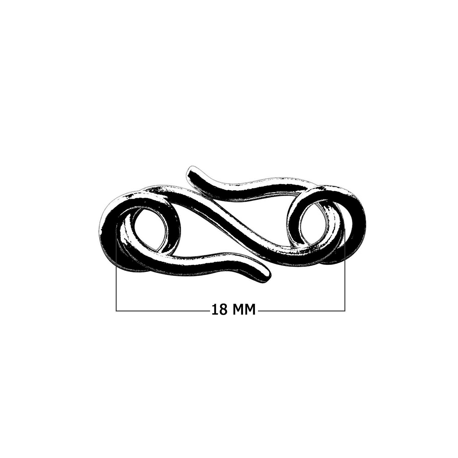 CR-186-18MM Black Rhodium Overlay ''S'' Hook Beads Bali Designs Inc 