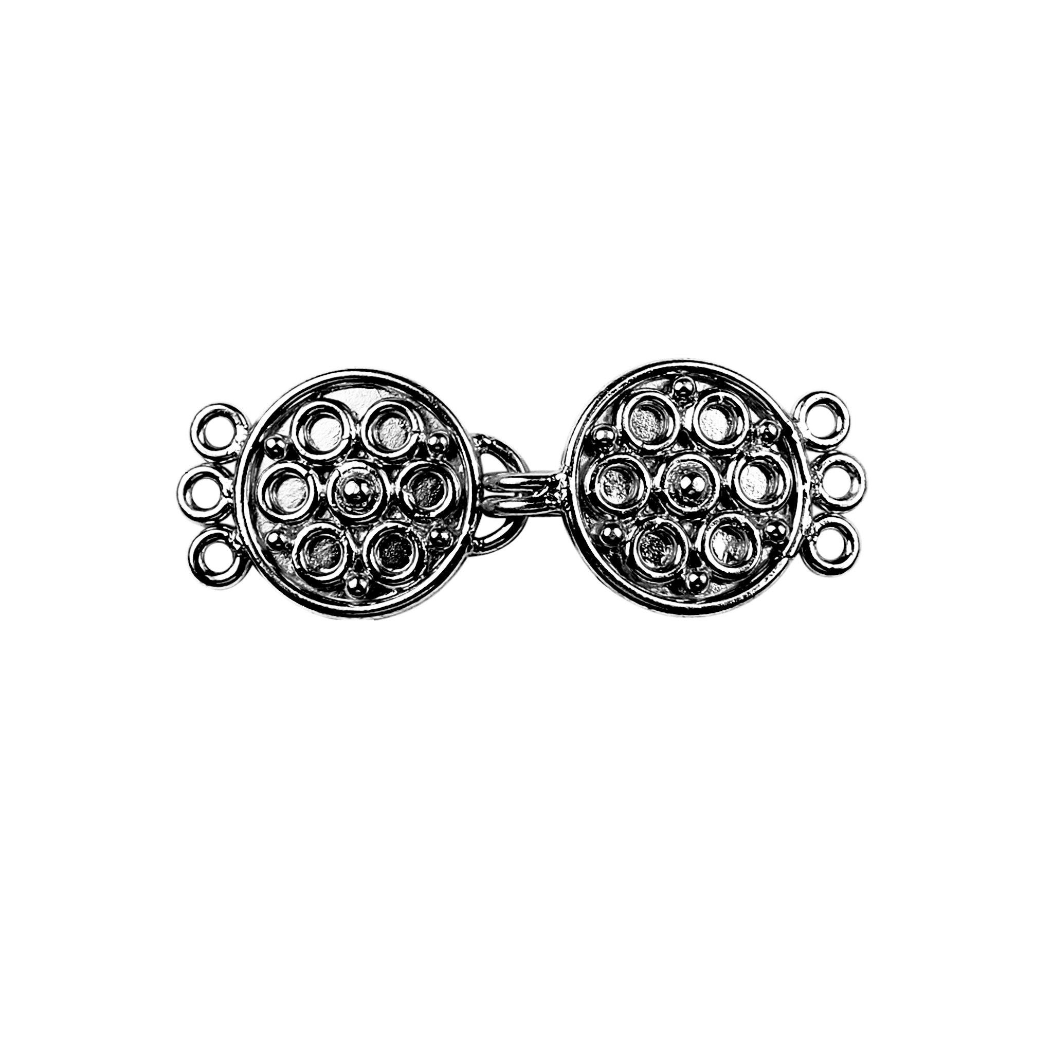 CR-231 Black Rhodium Overlay Multi Strand Clasp With 3 Hole Beads Bali Designs Inc 