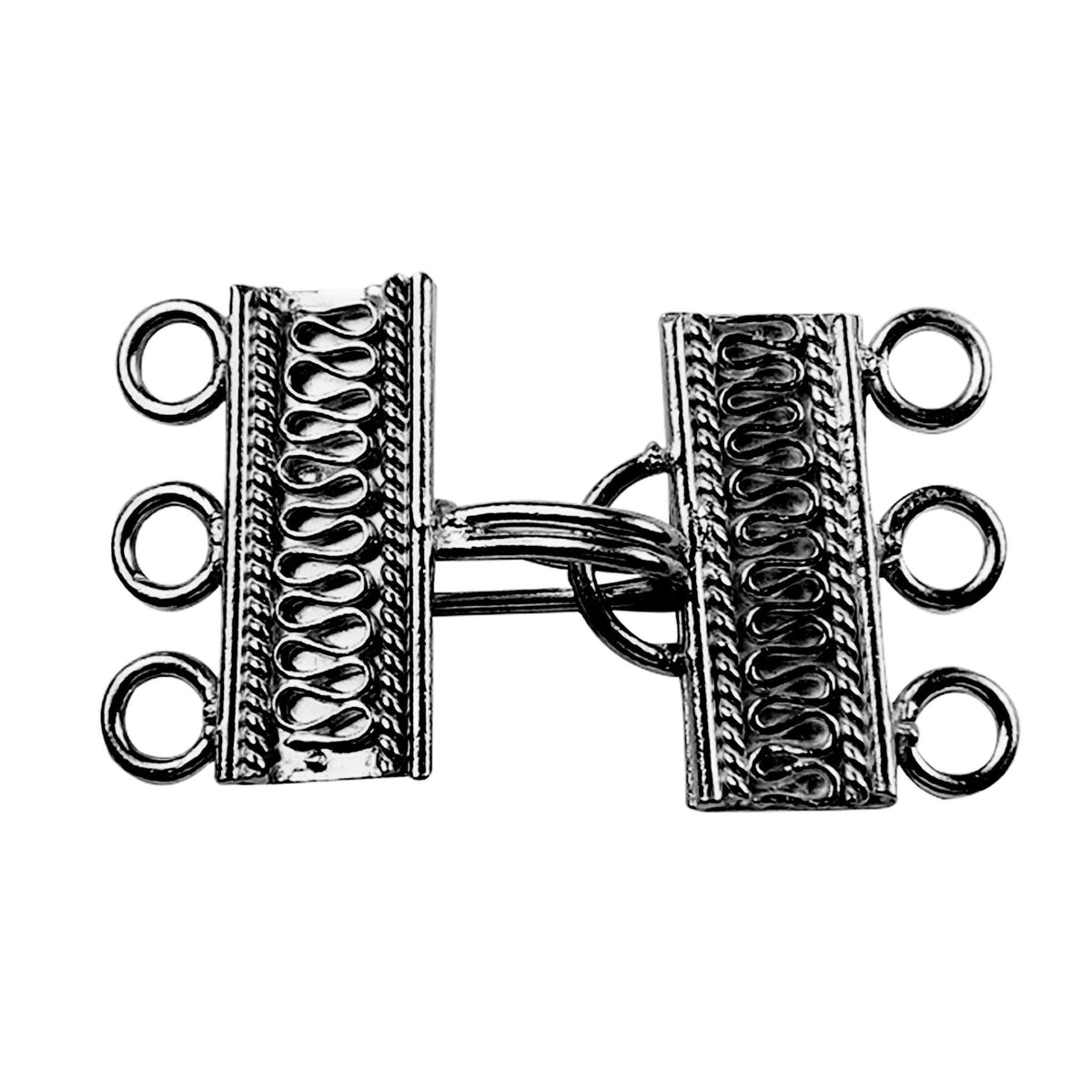 CR-233 Black Rhodium Overlay Multi Strand Clasp With 3 Hole Beads Bali Designs Inc 