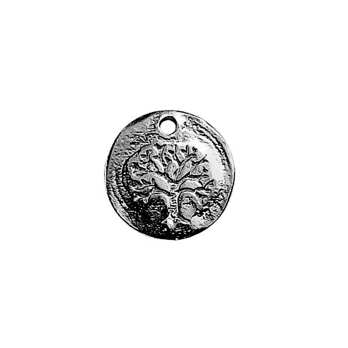 CR-276 Black Rhodium Overlay Natural Charm with Etched Tree Beads Bali Designs Inc 
