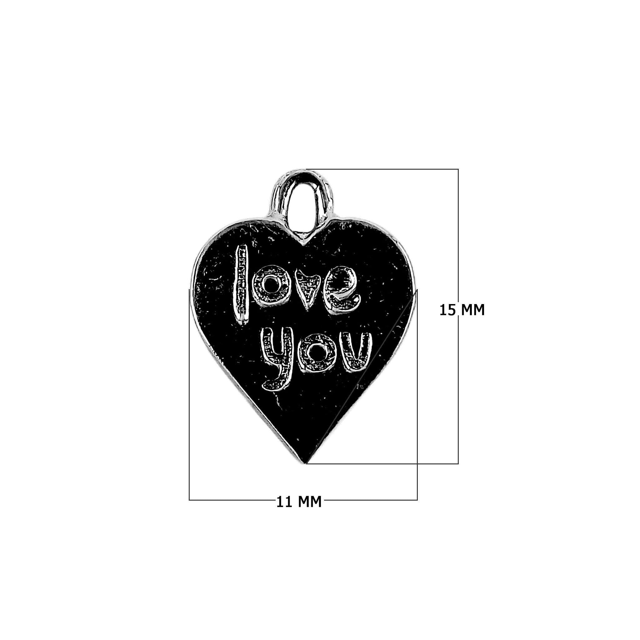 CR-369 Black Rhodium Overlay Love You Heart Charm Beads Bali Designs Inc 