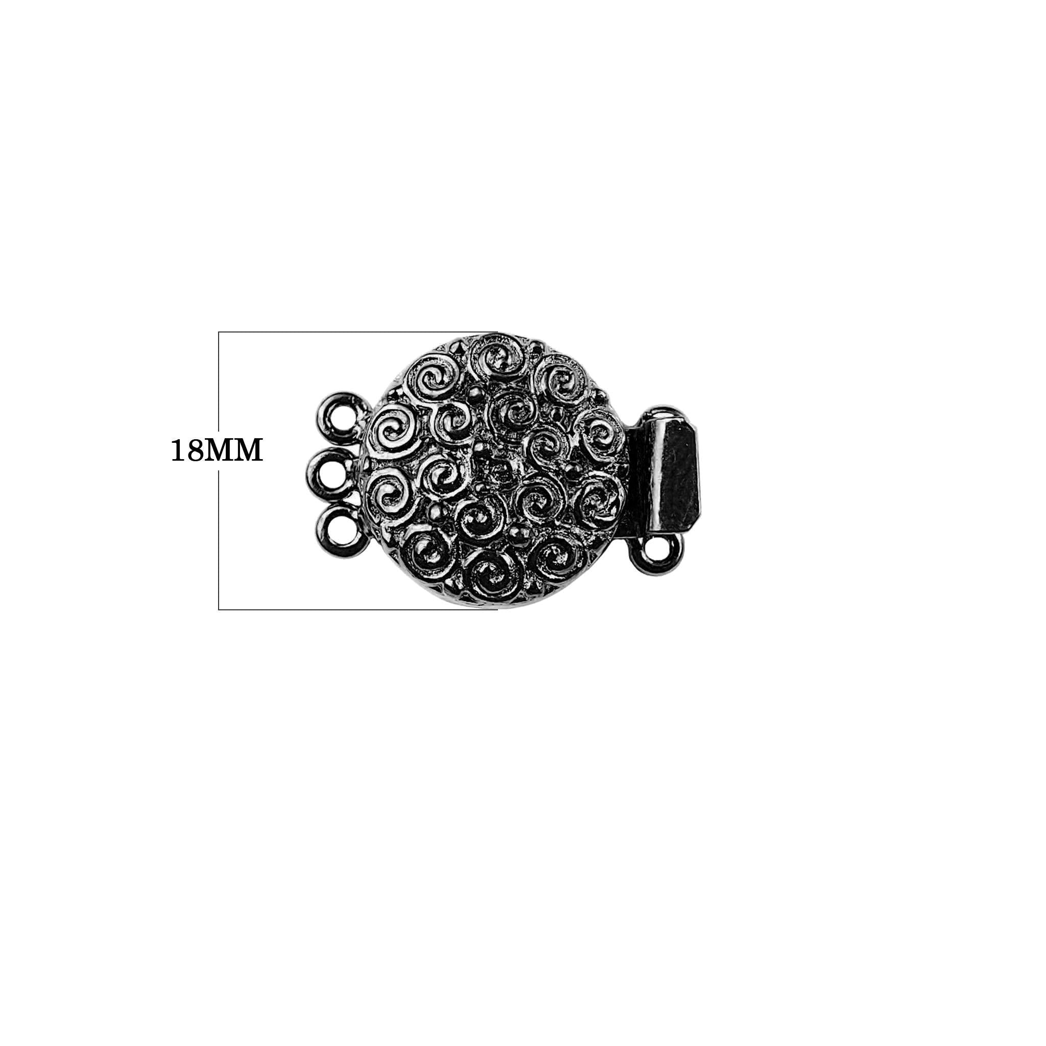 CR-387 Black Rhodium Overlay Multi Strand Clasp With 3 Hole Beads Bali Designs Inc 
