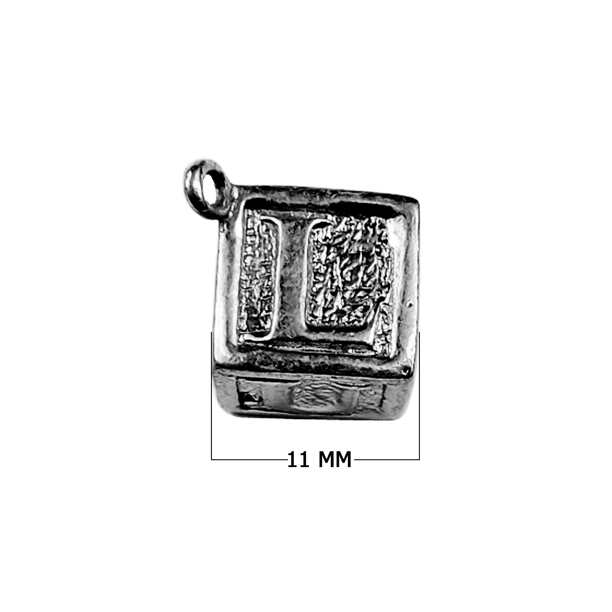 CR-421 Black Rhodium Overlay Cube Charm With Heart & love Word Beads Bali Designs Inc 