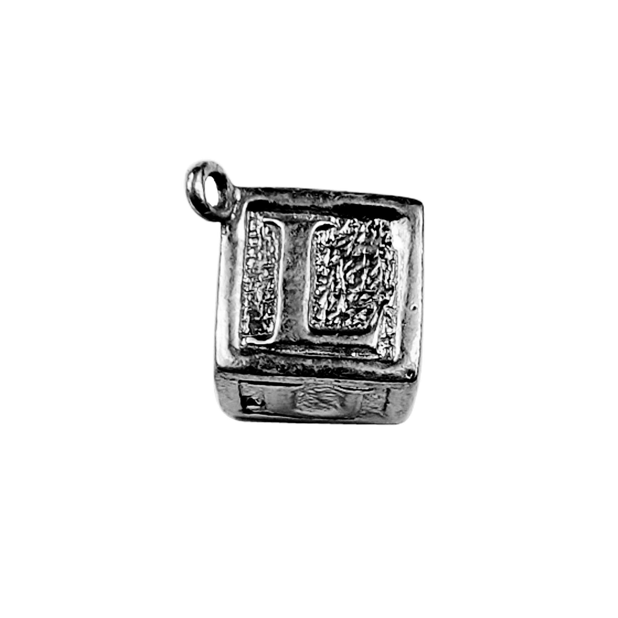 CR-421 Black Rhodium Overlay Cube Charm With Heart & love Word Beads Bali Designs Inc 