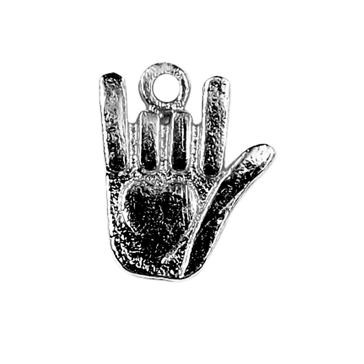 CR-436 Black Rhodium Overlay Hand With Etched Heart Charm Beads Bali Designs Inc 