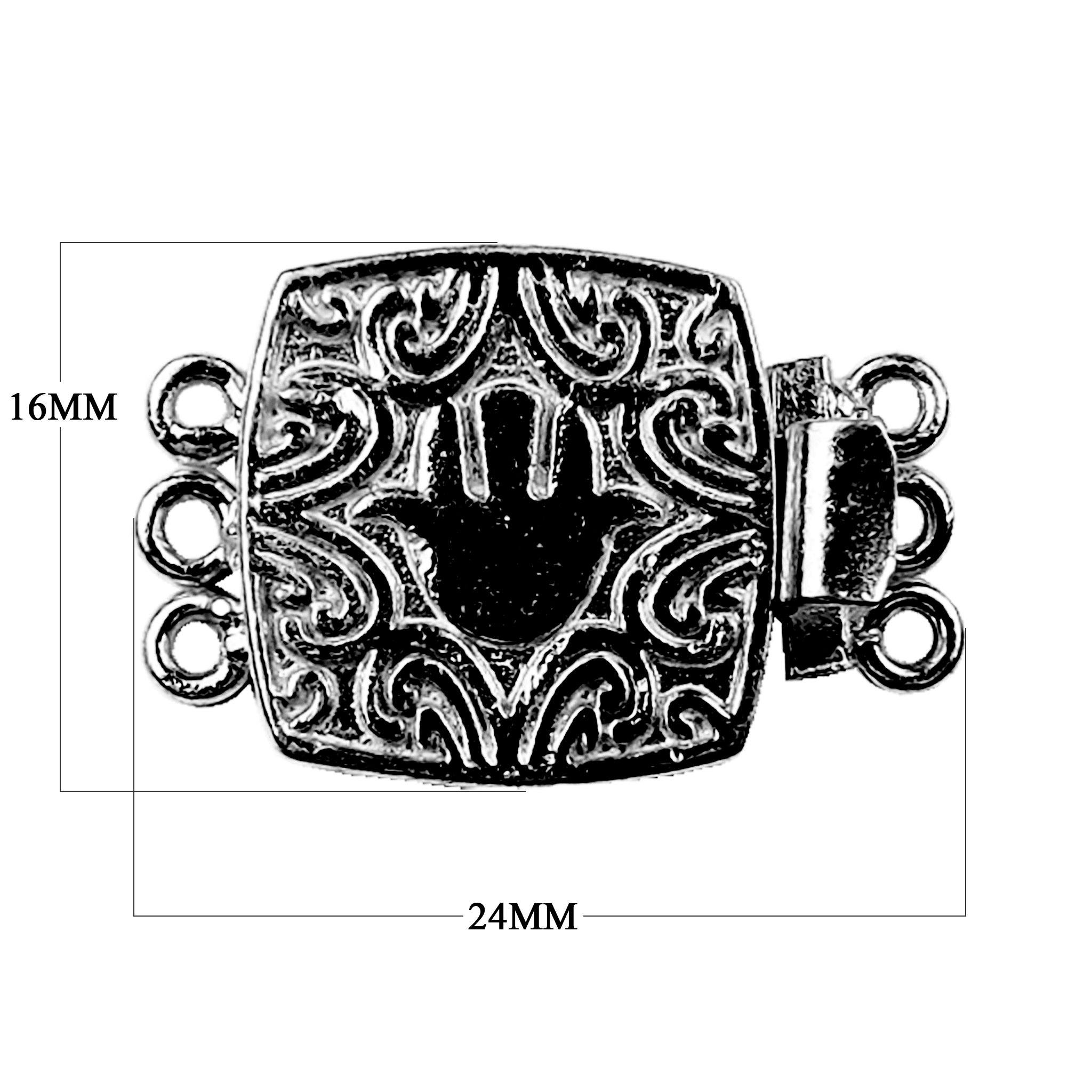 CR-441 Black Rhodium Overlay Multi Strand Clasp With 3 Holes Beads Bali Designs Inc 