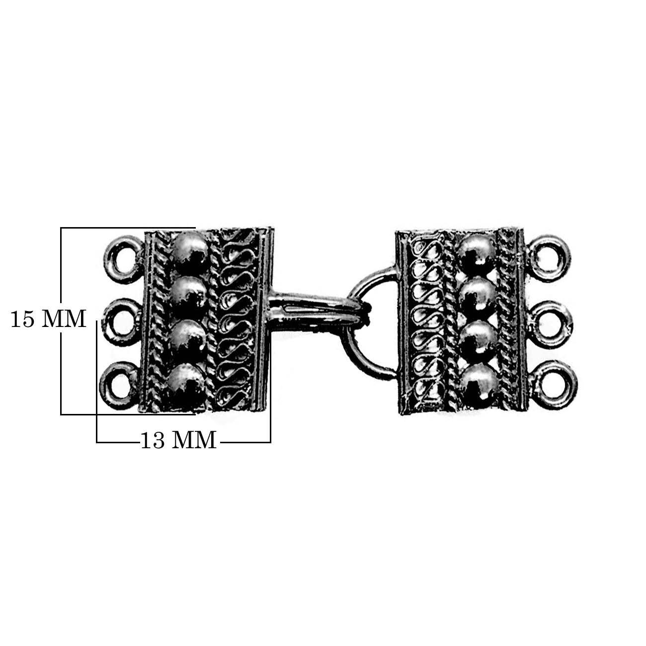 CR-460 Black Rhodium Overlay Multi Strand Clasp With 3 Holes Beads Bali Designs Inc 