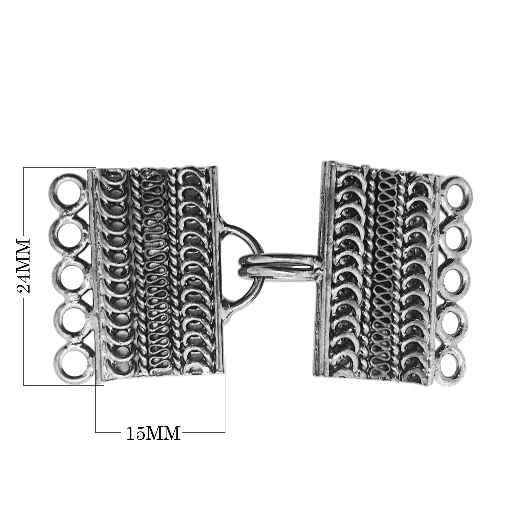 CR-470 Black Rhodium Overlay Multi Strand Clasp With 5 Holes Beads Bali Designs Inc 