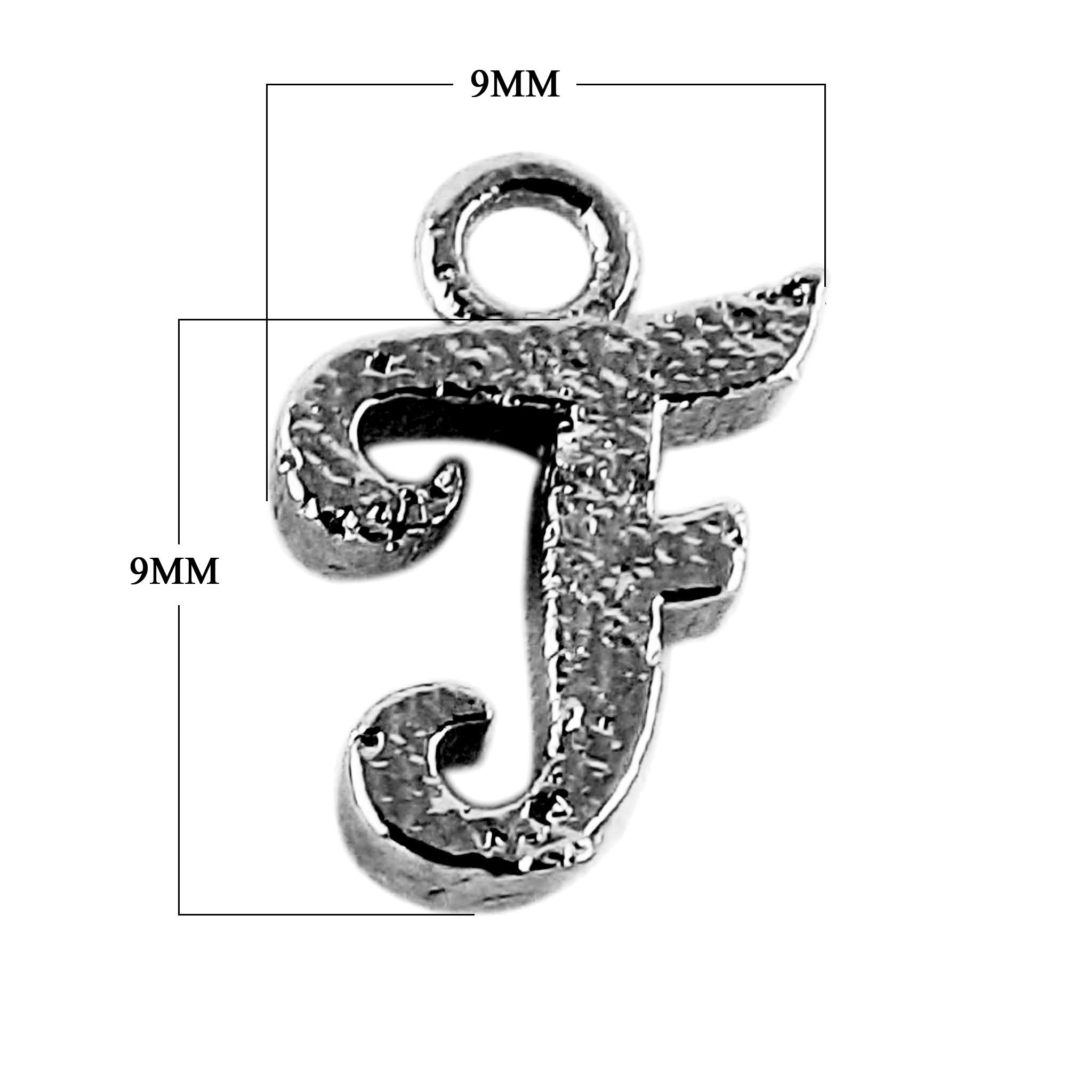 CR-478 Black Rhodium Overlay Alphabet 'F' Charm Beads Bali Designs Inc 