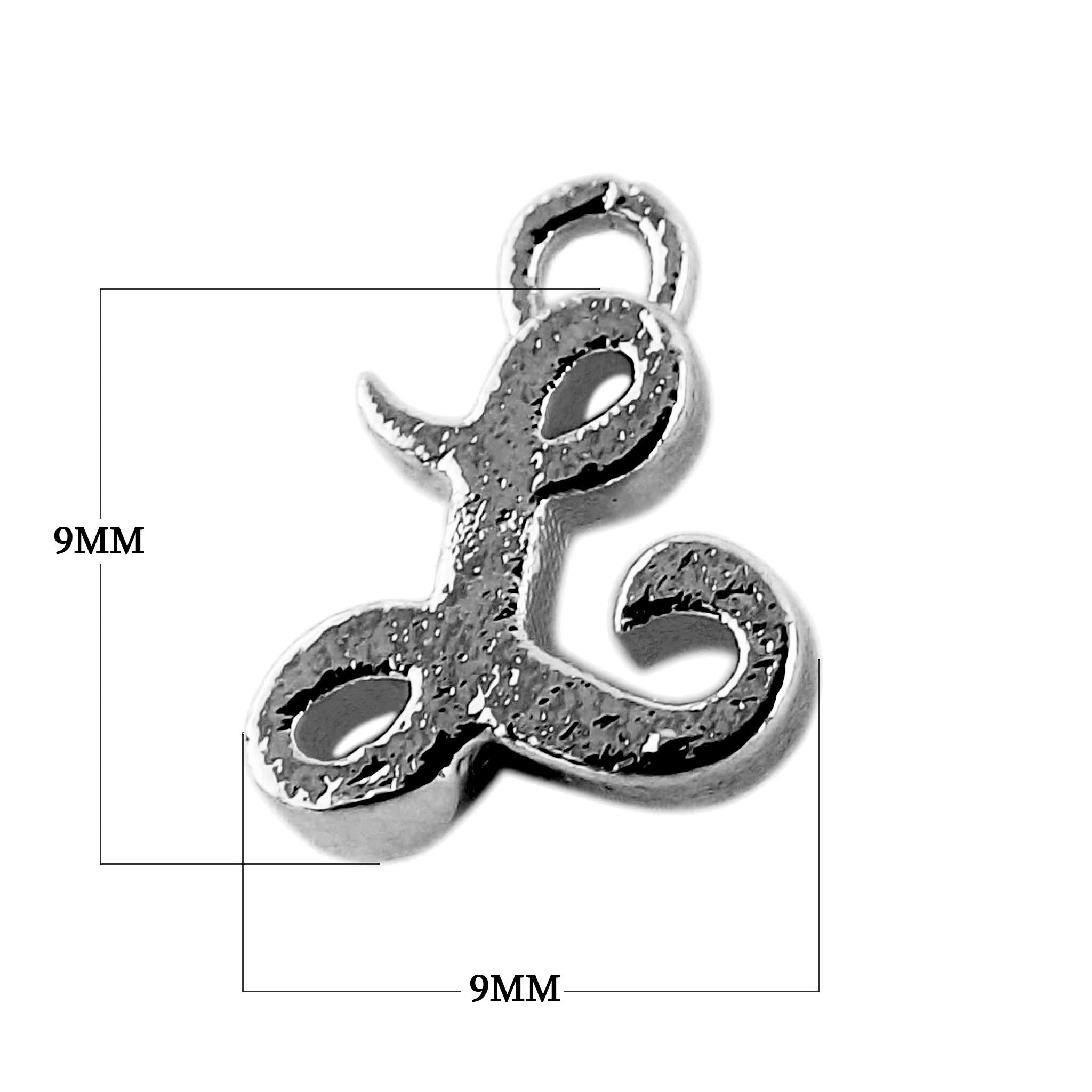 CR-484 Black Rhodium Overlay Alphabet 'L' Charm Beads Bali Designs Inc 