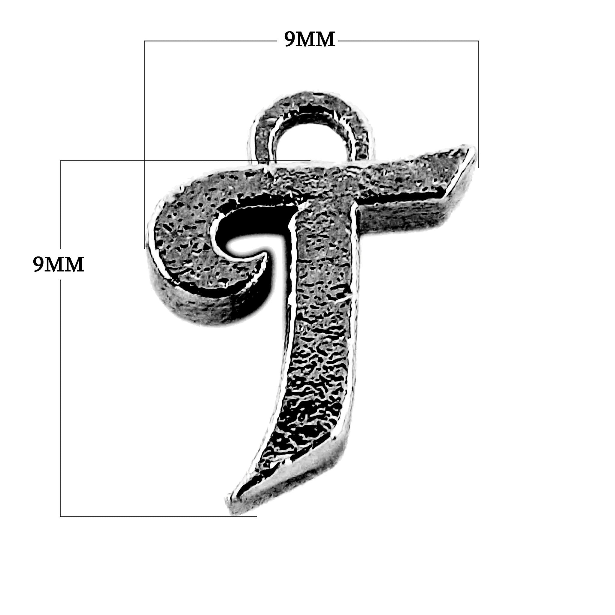 CR-492 Black Rhodium Overlay Alphabet 'T' Charm Beads Bali Designs Inc 