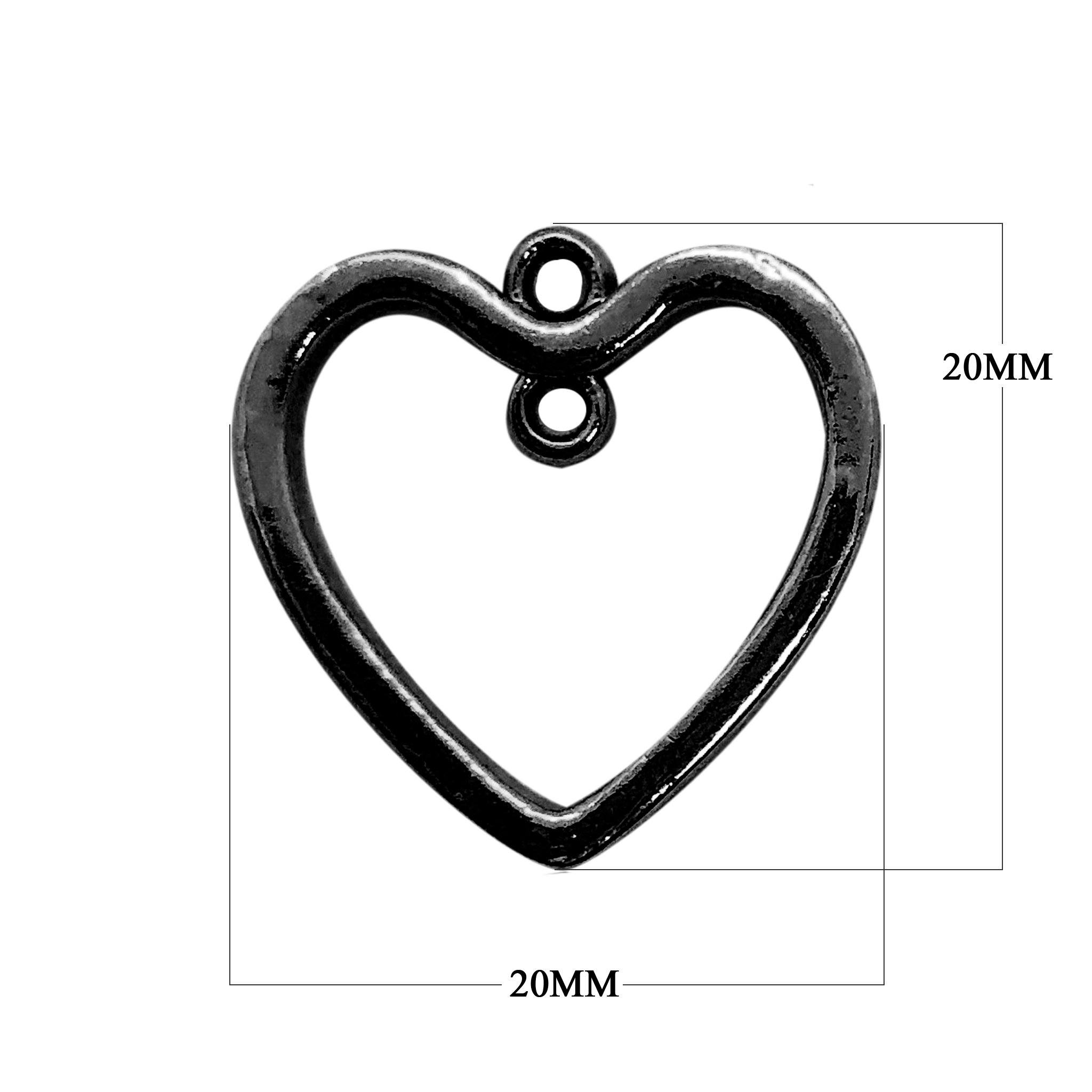 CR-524-20X20MM Black Rhodium Overlay Heart Shape Charm Beads Bali Designs Inc 