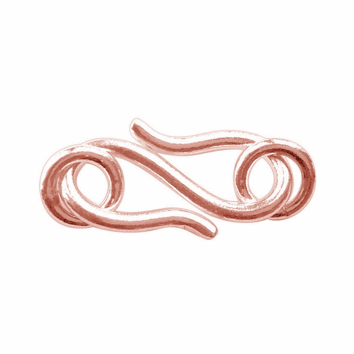 Rose gold overlay over copper s hook jewelry finding designed for retail customers, perfect for handmade jewelry, delicate designs, and DIY accessory projects