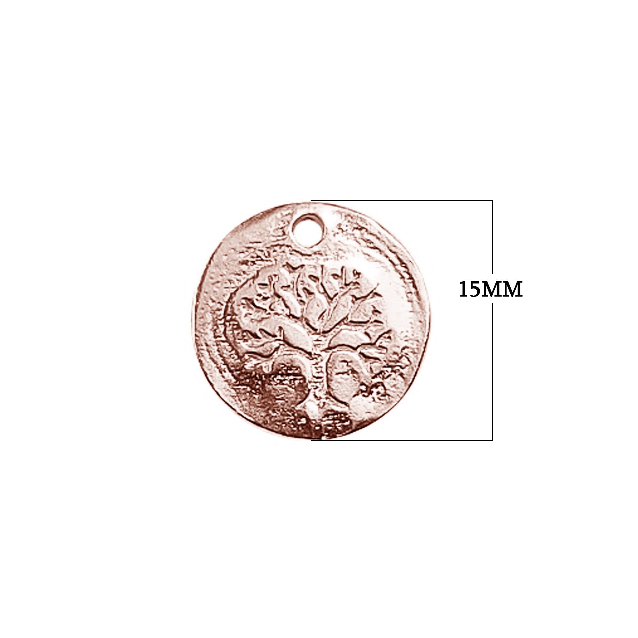 CRG-276 Rose Gold Overlay Natural Charm with Etched Tree Beads Bali Designs Inc 