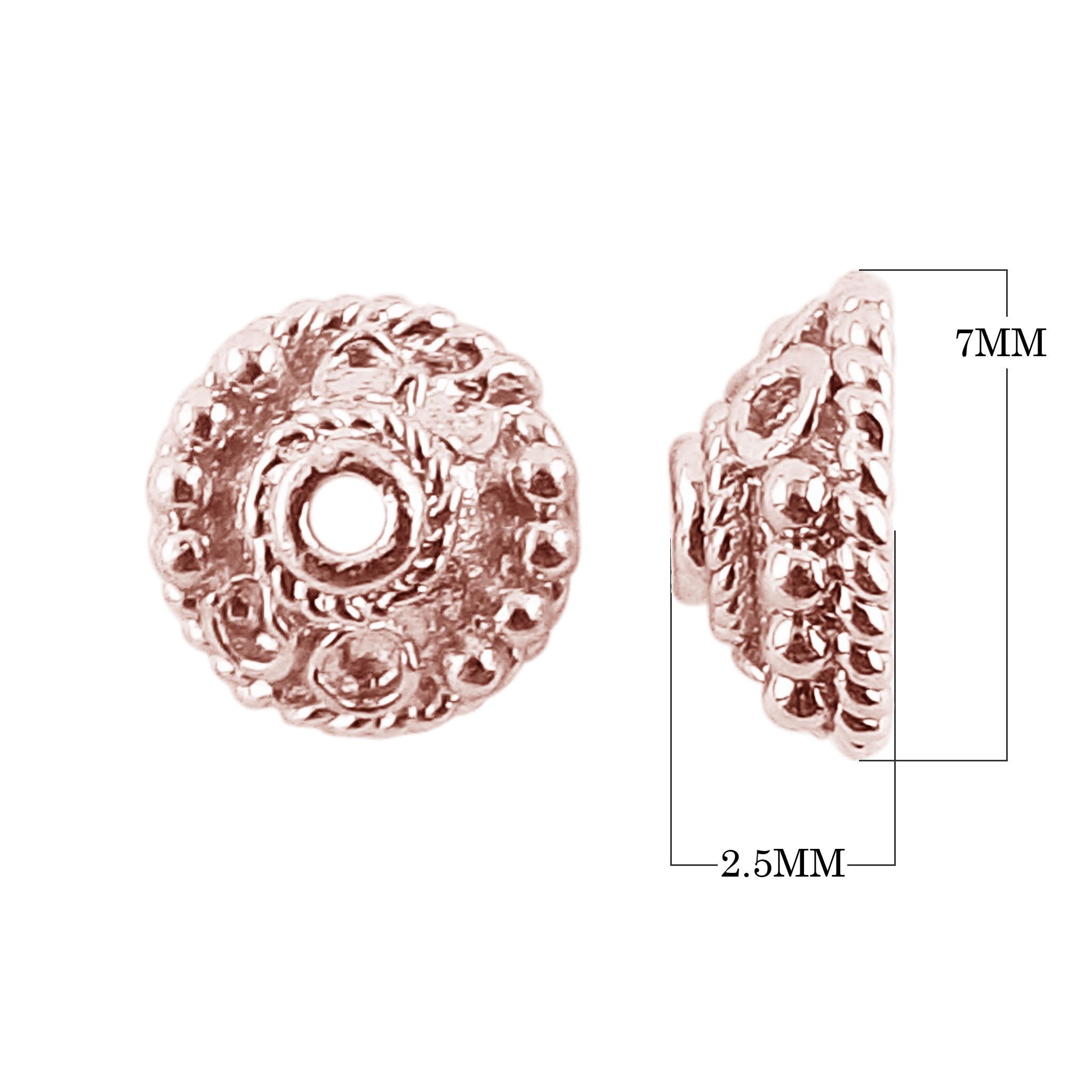 CRG-281-7X2.5MM Rose Gold Overlay Bead Cap Beads Bali Designs Inc 
