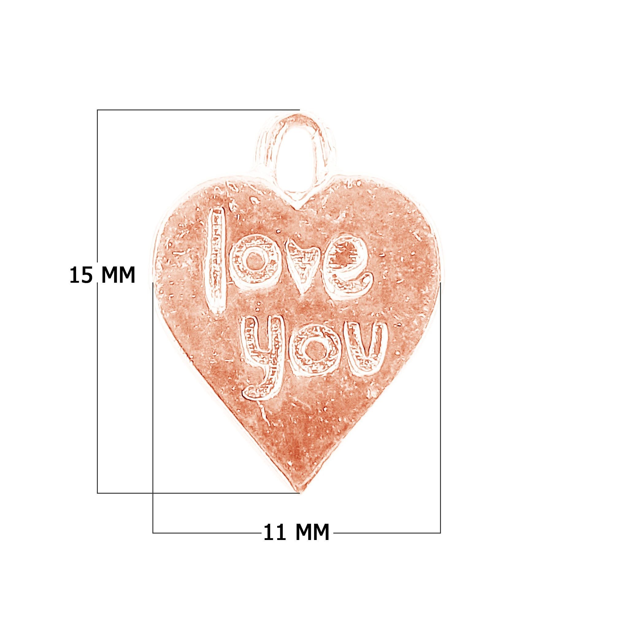 CRG-369-15X11MM Rose Gold Overlay Love You Heart Charm Beads Bali Designs Inc 