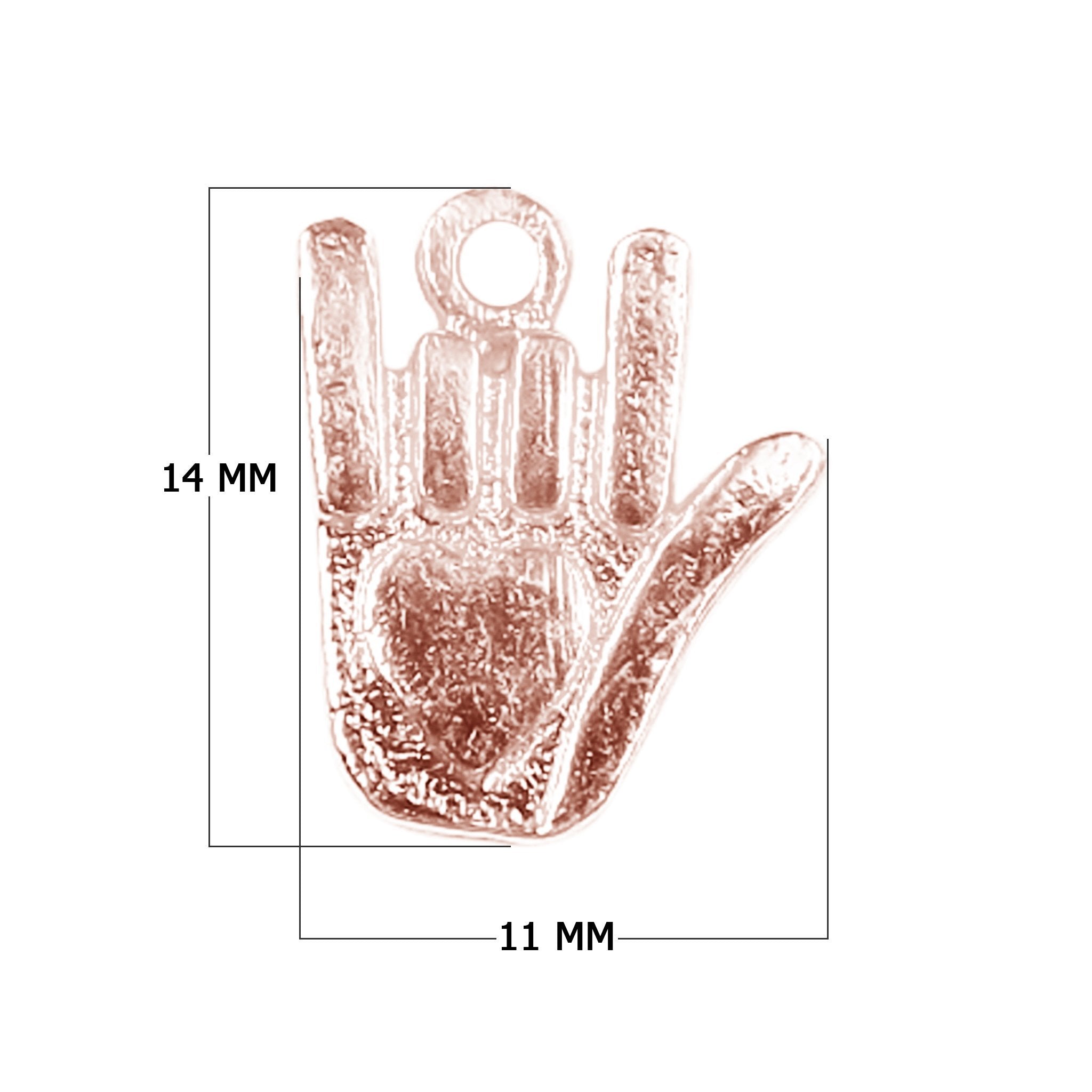 CRG-436 Rose Gold Overlay Hand With Etched Heart Charm Beads Bali Designs Inc 