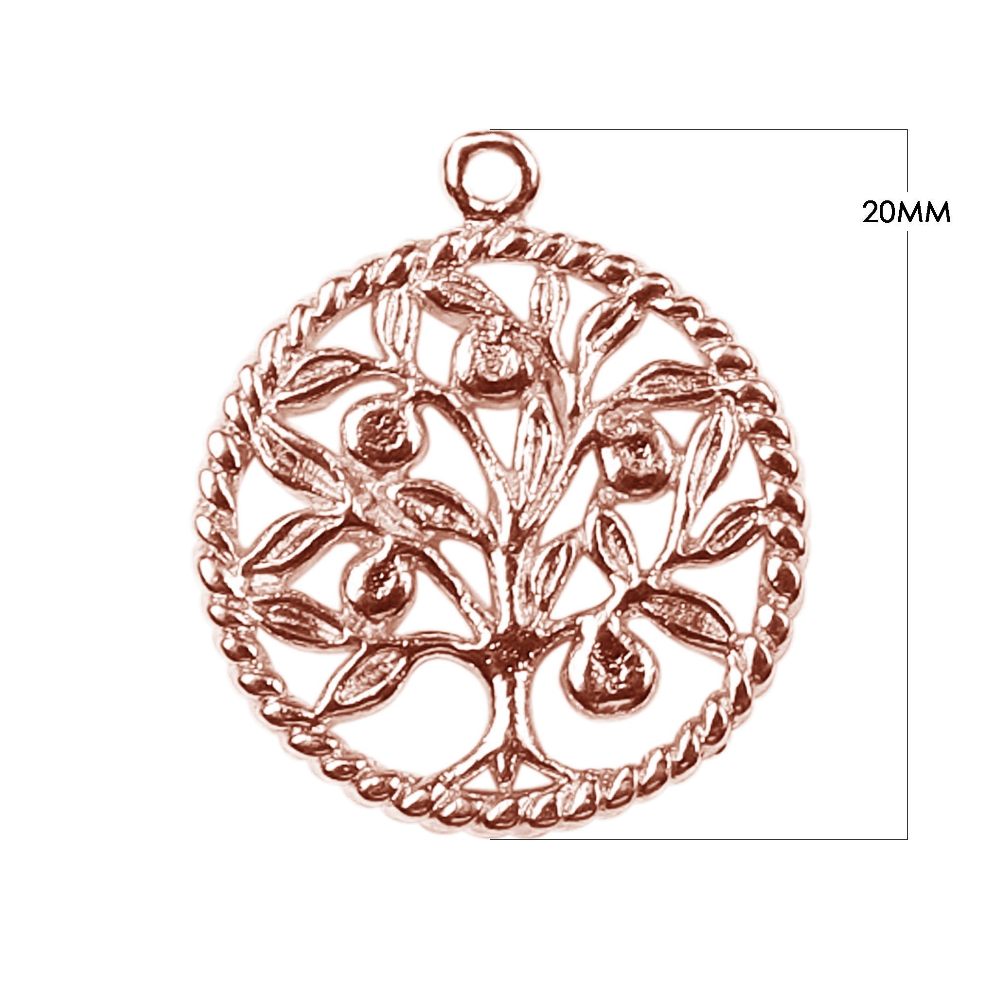 CRG-452 Rose Gold Overlay Tree of Life Charm Beads Bali Designs Inc 