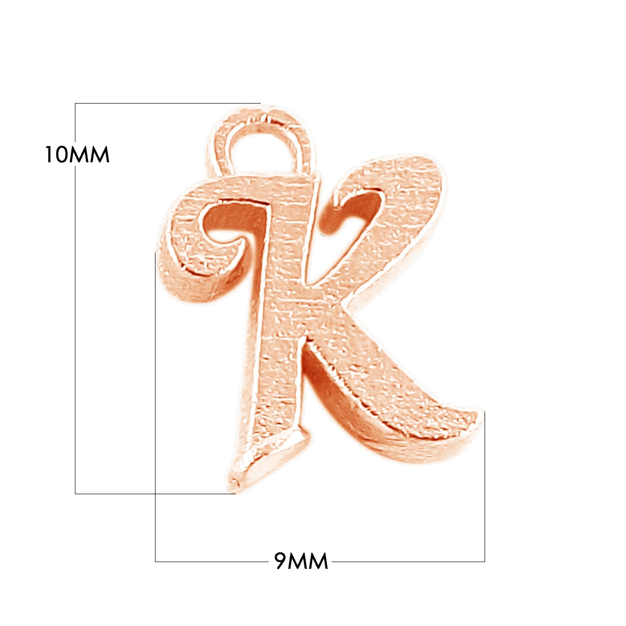 CRG-483 Rose Gold Overlay Alphabet 'K' Charm Beads Bali Designs Inc 