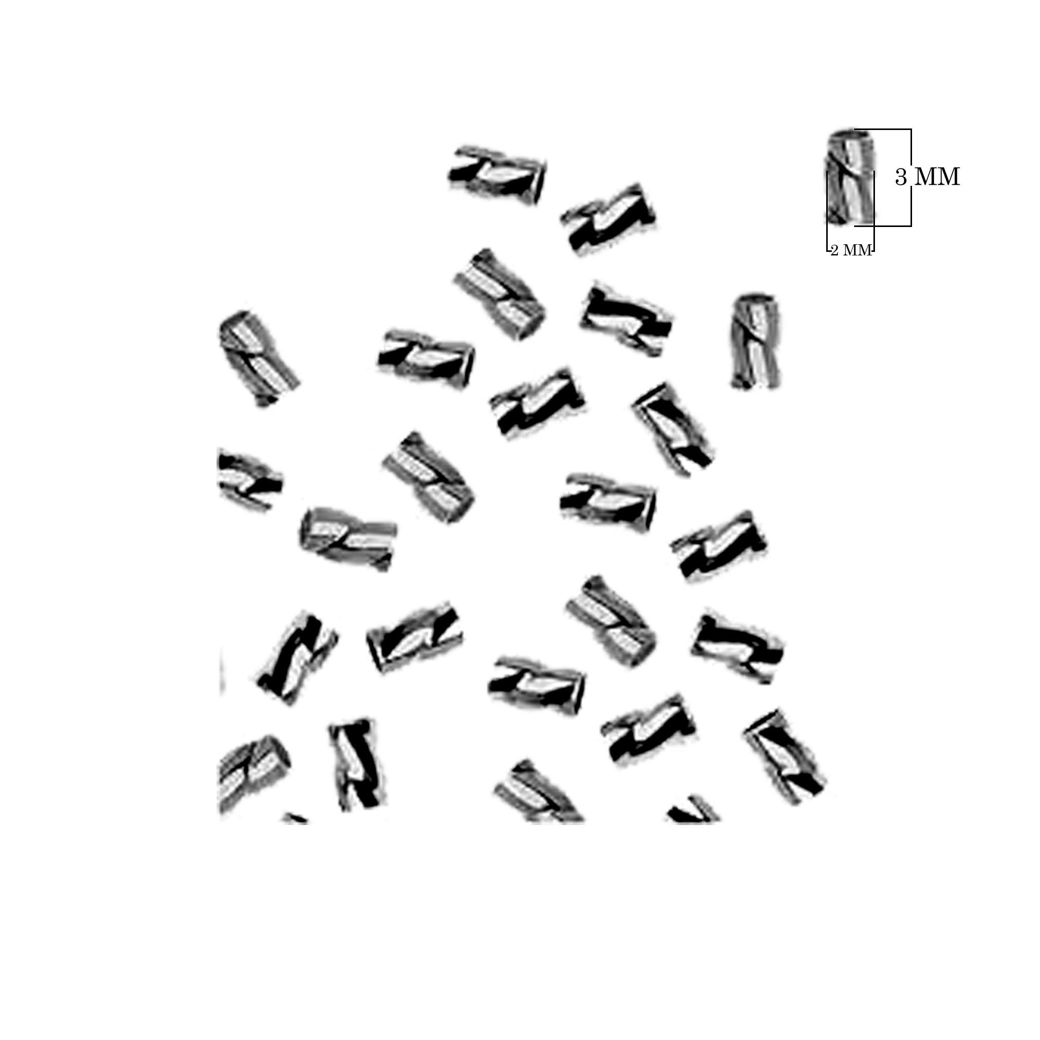 Rhodium overlay twisted crimp bead over copper handcrafted in India for jewelry making