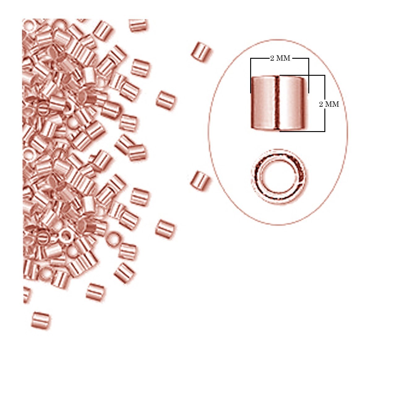 CRRG-100-2X2MM Rose Gold Overlay Crimp Bead Beads Bali Designs Inc 