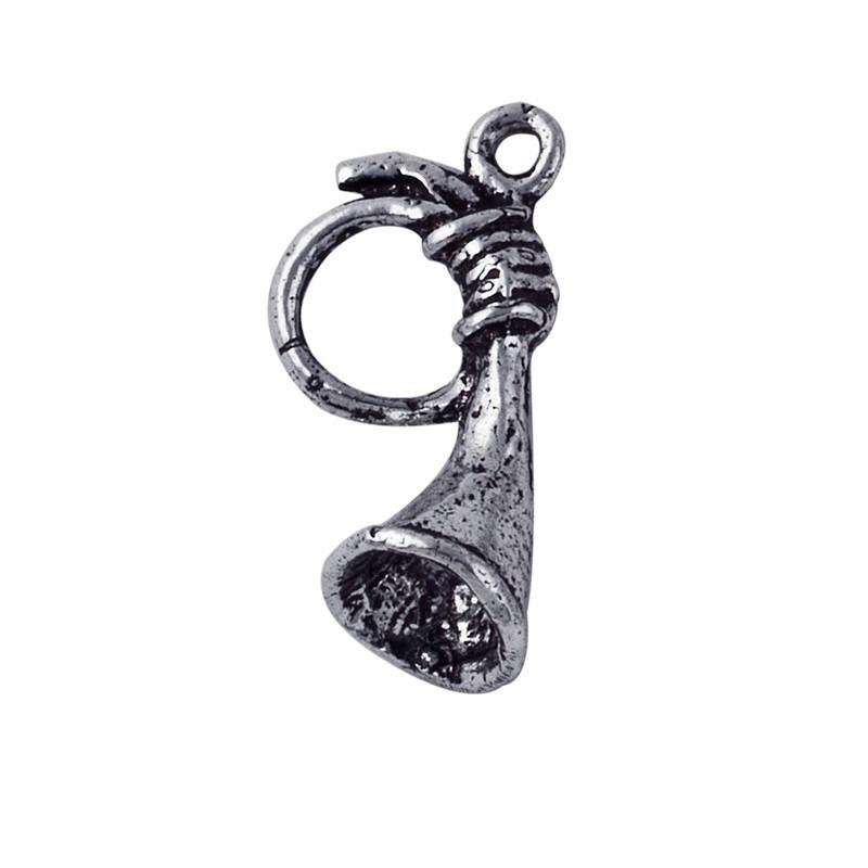 Silver overlay over copper horn charm handcrafted in India for retail jewelry designs