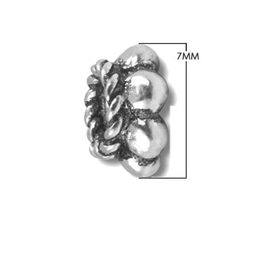 Silver Overlay Over Copper artisan cluster bead cap handmade in India with antique oxidized finish.