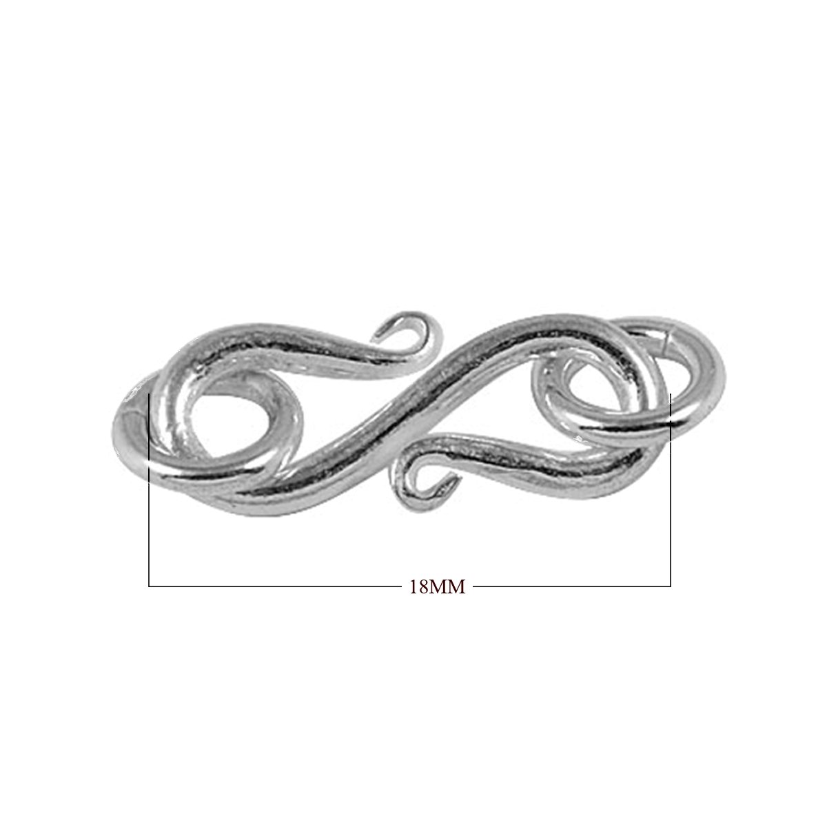 Silver Overlay Over Copper artisan curved S hook clasp handmade in India with antique oxidized finish.
