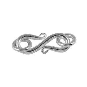 Silver Overlay Over Copper artisan curved S hook clasp handmade in India with antique oxidized finish.