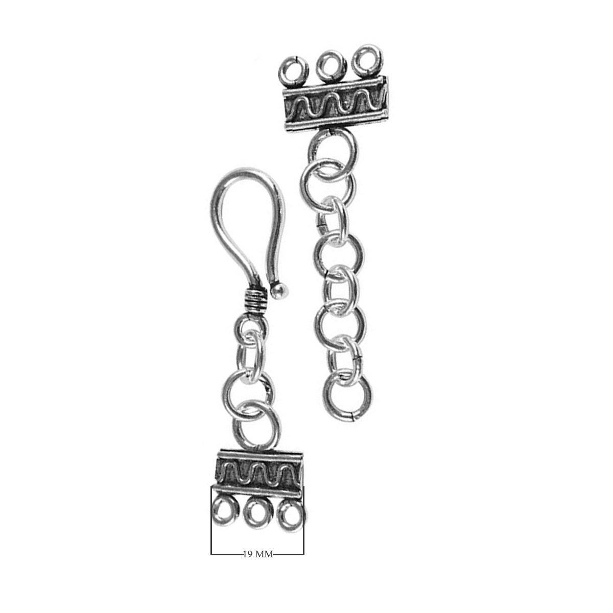 CSF-179-3H Silver Overlay Multi Strand Clasp With 3 Holes Beads Bali Designs Inc 