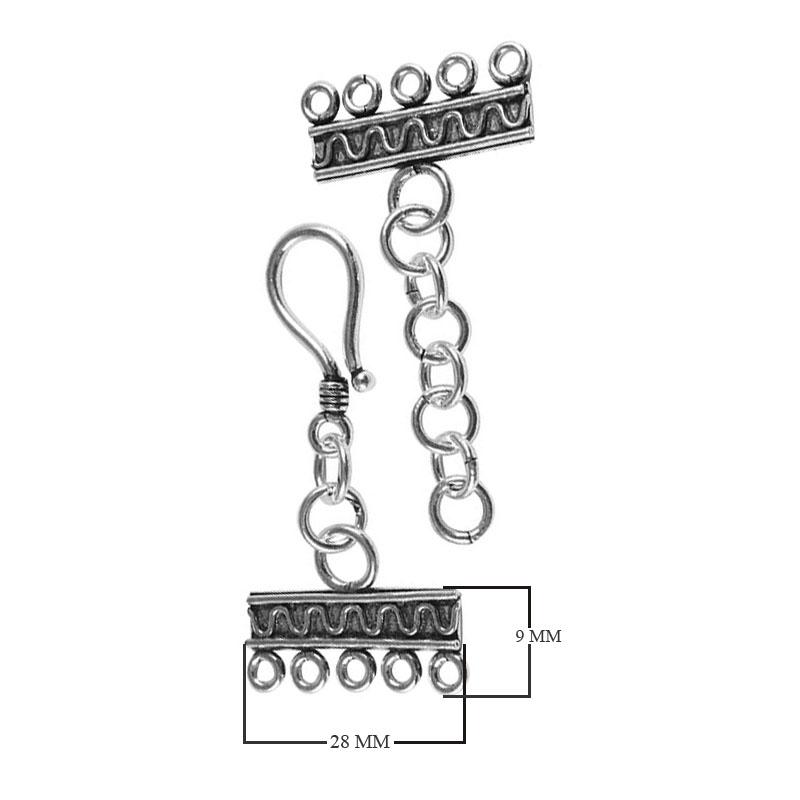 CSF-179-5H Silver Overlay Multi Strand Clasp With 5 Holes Beads Bali Designs Inc 
