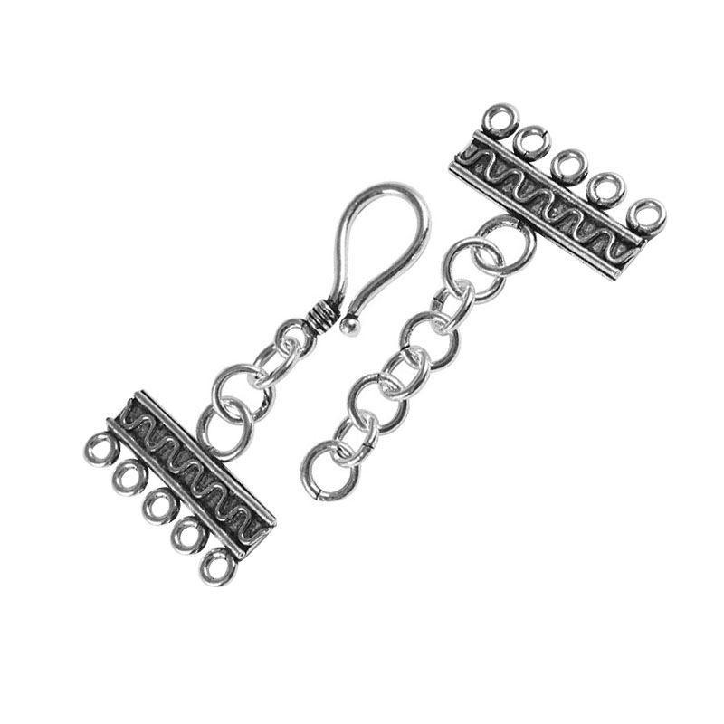 CSF-179-5H Silver Overlay Multi Strand Clasp With 5 Holes Beads Bali Designs Inc 