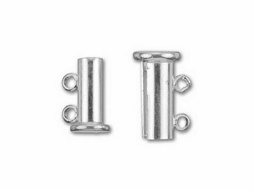 CSF-189-2H Silver Overlay Multi Strand Magnatic Clasp With 2 Hole Beads Bali Designs Inc 
