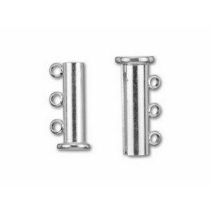 CSF-189-3H Silver Overlay Multi Strand Magnetic Clasp With 3 Hole Beads Bali Designs Inc 