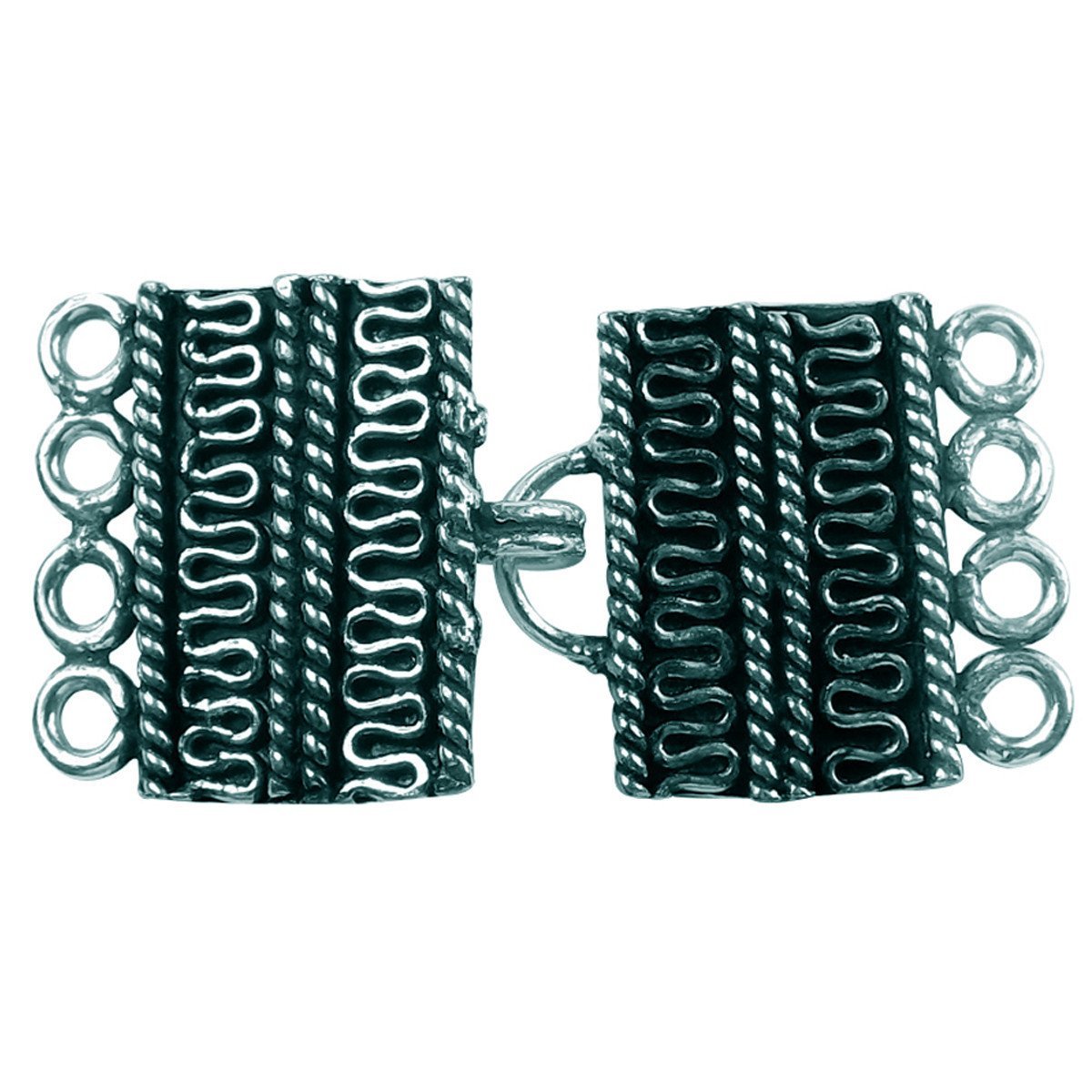 CSF-234 Silver Overlay Multi Strand Clasp With 4 Holes Beads Bali Designs Inc 