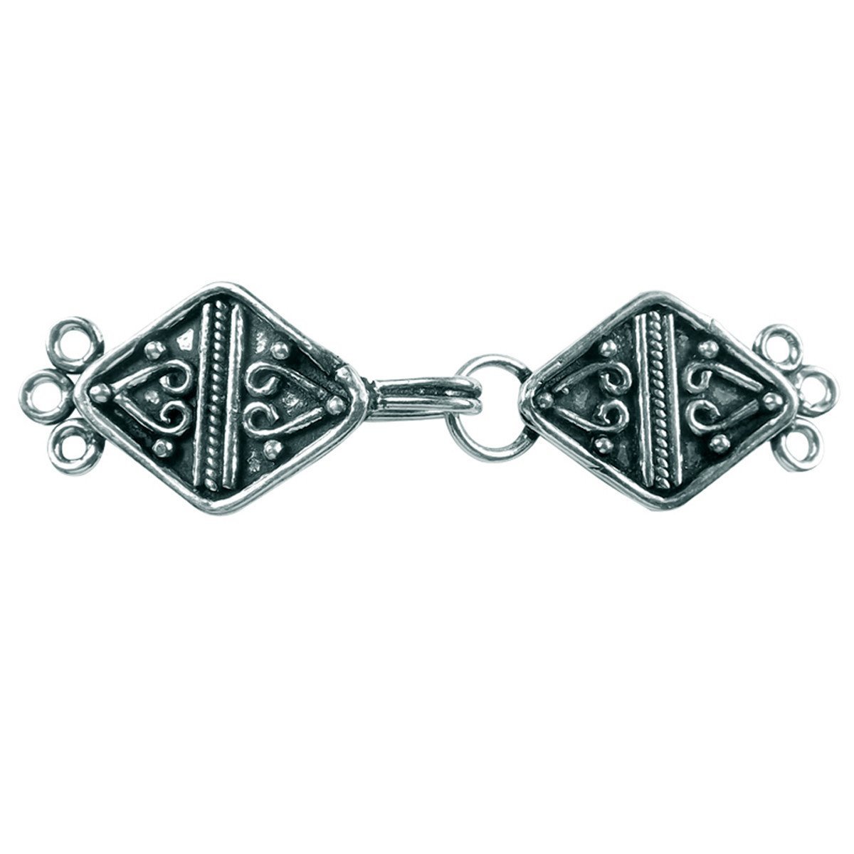 CSF-236 Silver Overlay Multi Strand Clasp With 3 Hole Beads Bali Designs Inc 