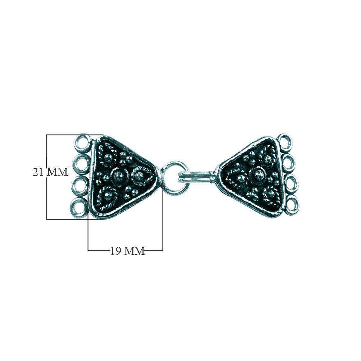 CSF-237-19X21MM Silver Overlay Multi Strand Clasp With 4 Holes Beads Bali Designs Inc 