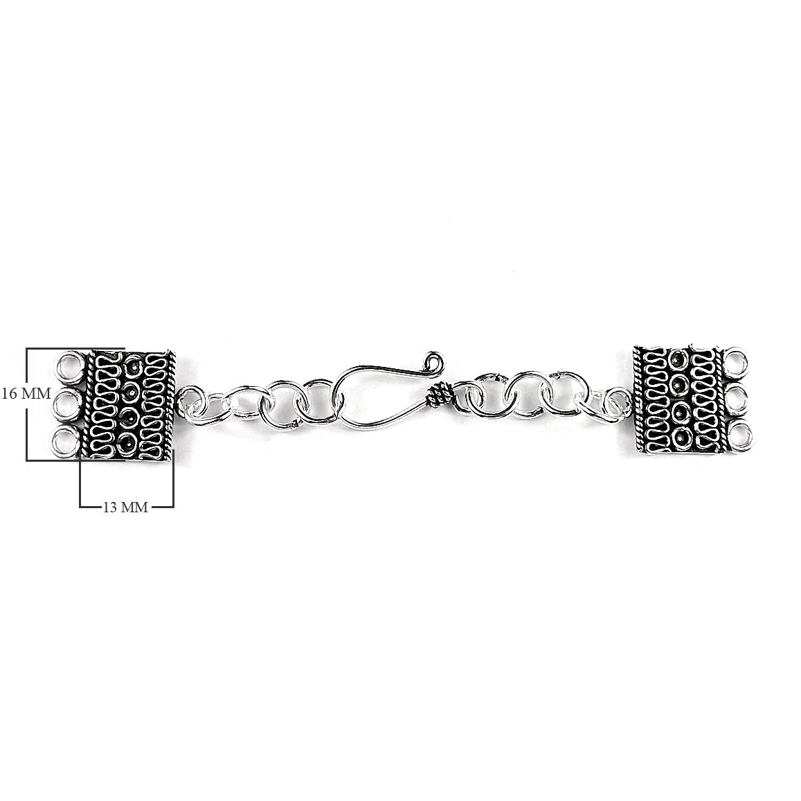 CSF-282-3H Silver Overlay Multi Strand Clasp With 3 Hole Beads Bali Designs Inc 