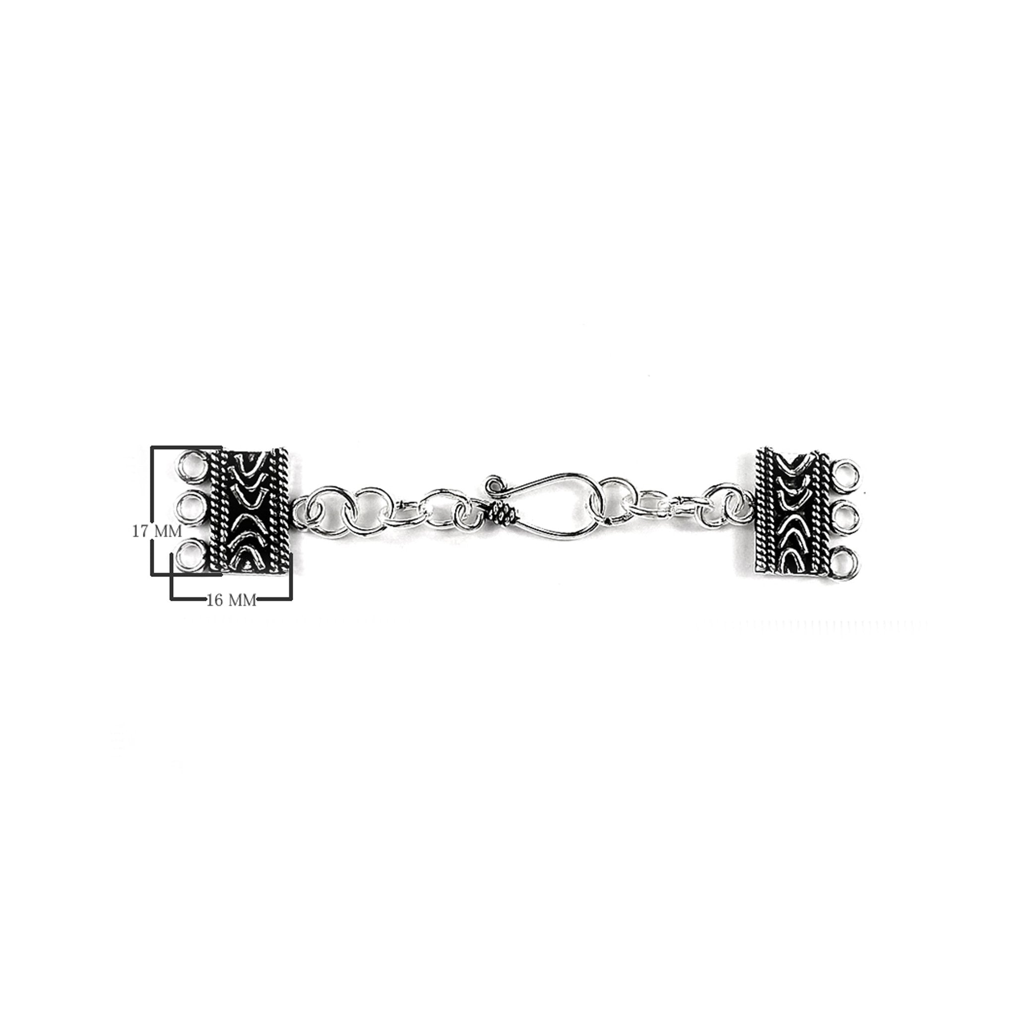 CSF-283-3H Silver Overlay Multi Strand Clasp With 3 Hole Beads Bali Designs Inc 