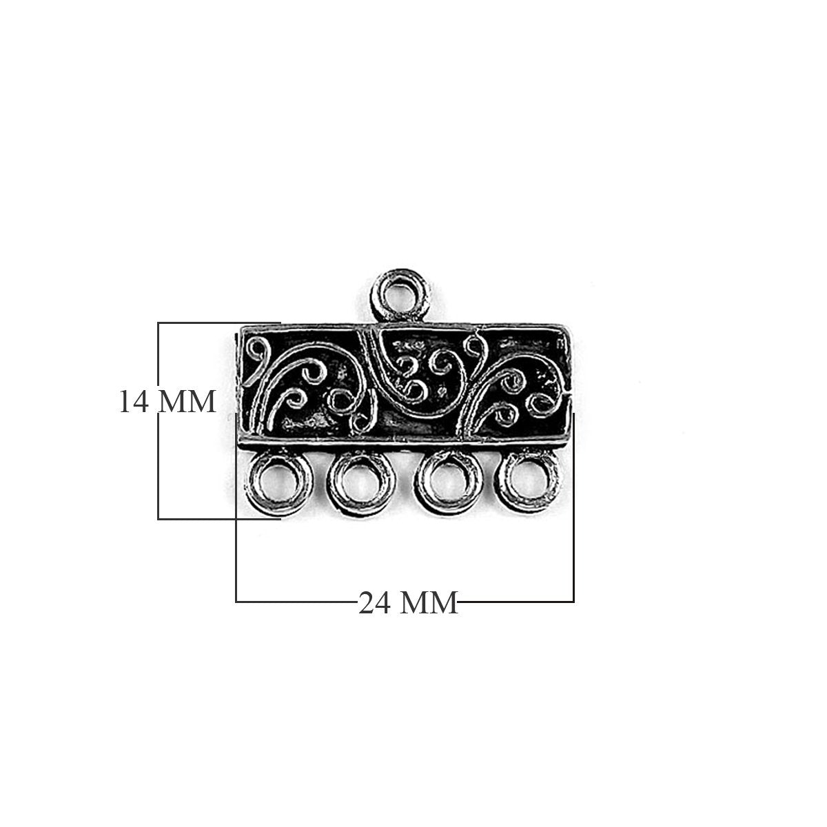CSF-294-4H Silver Overlay Connectors With 4 Holes Beads Bali Designs Inc 