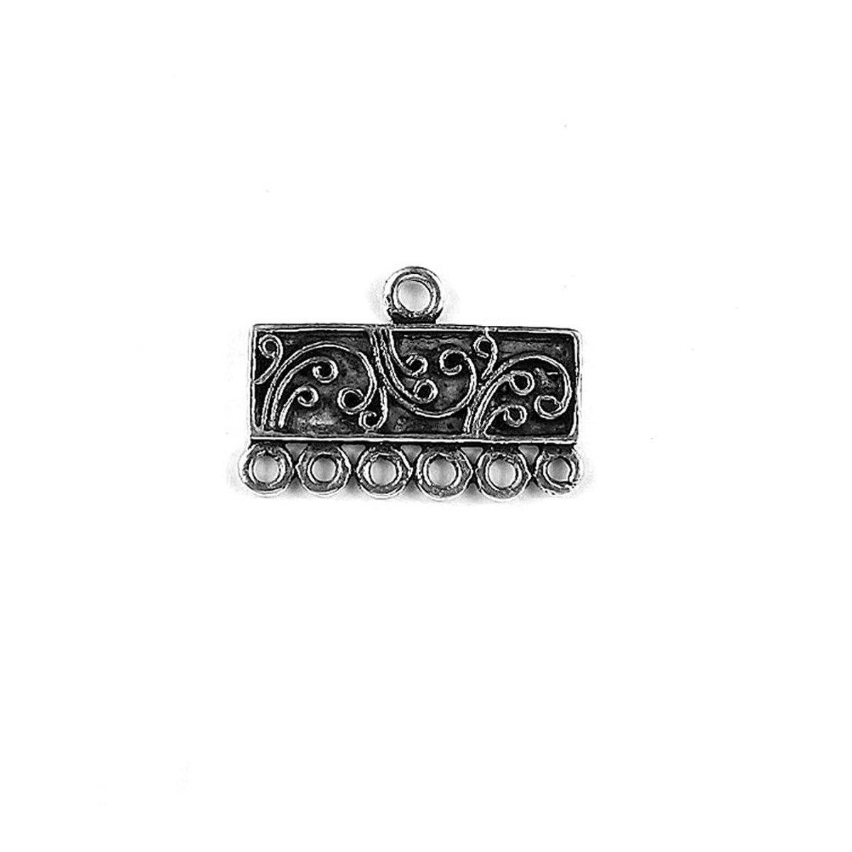 CSF-294-6H Silver Overlay Connectors With 6 Holes Beads Bali Designs Inc 