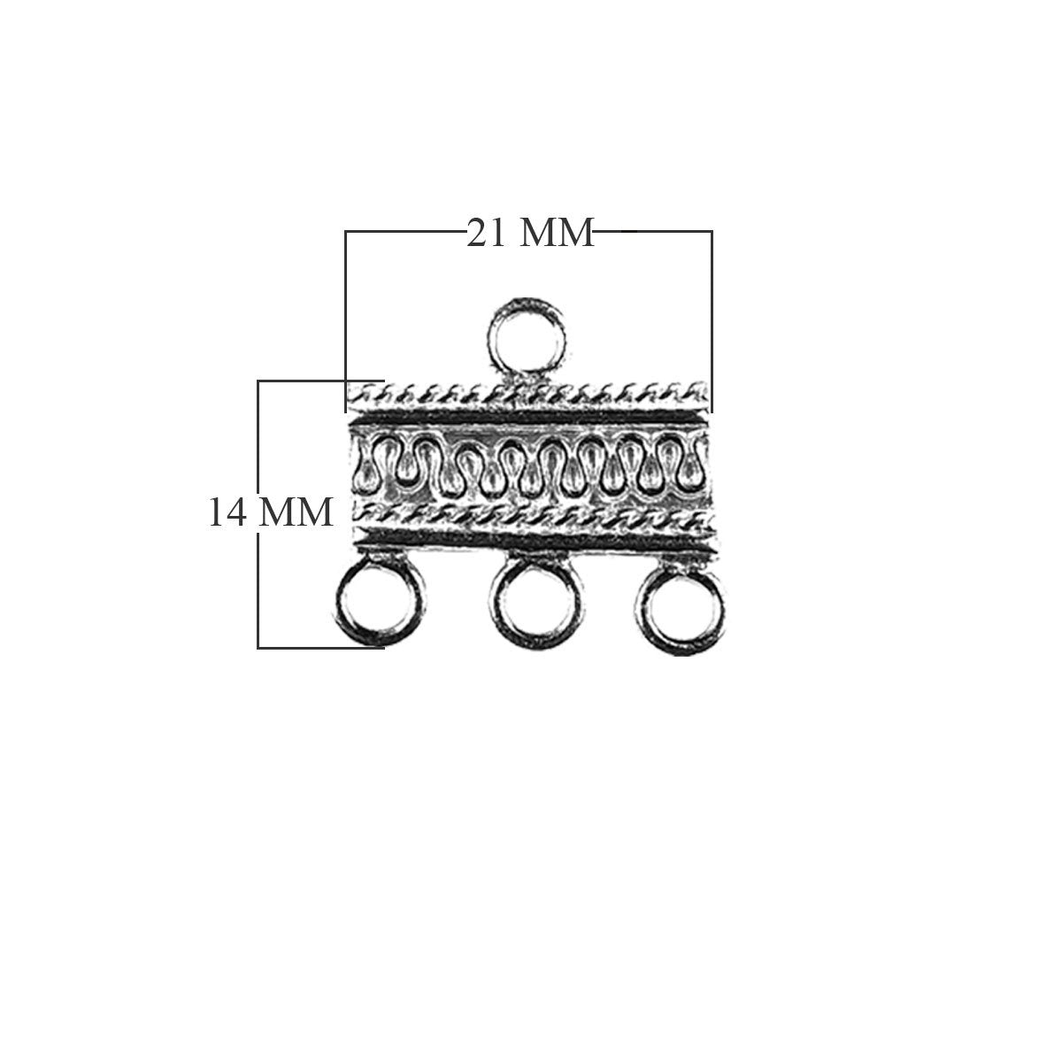 CSF-296-3H Silver Overlay Connectors With 3 Hole Beads Bali Designs Inc 