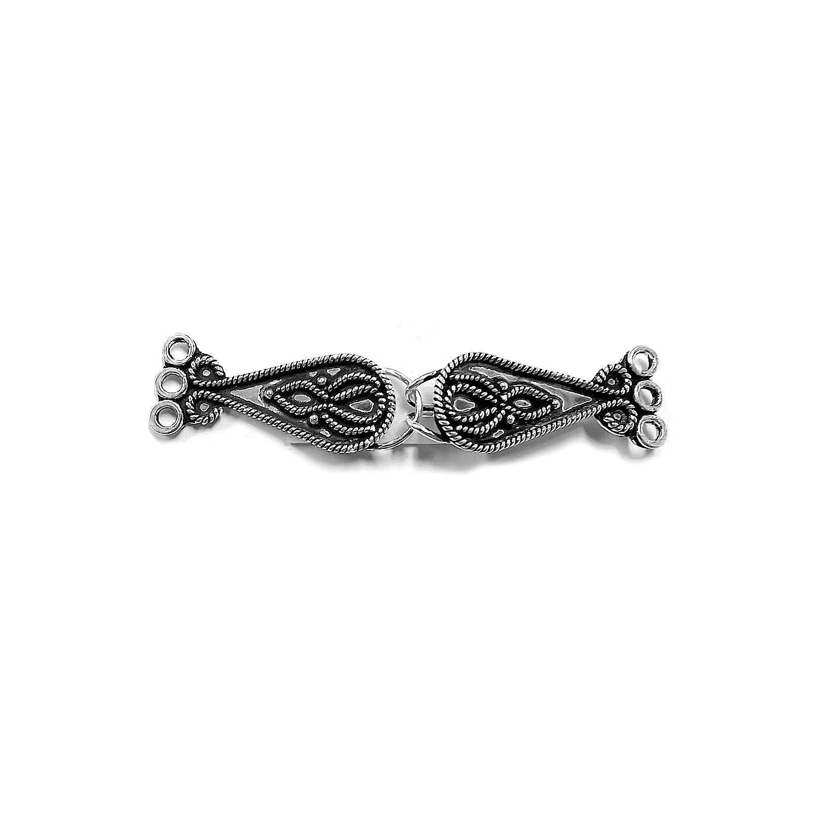 CSF-337 Silver Overlay Multi Strand Clasp With 3 Hole Beads Bali Designs Inc 