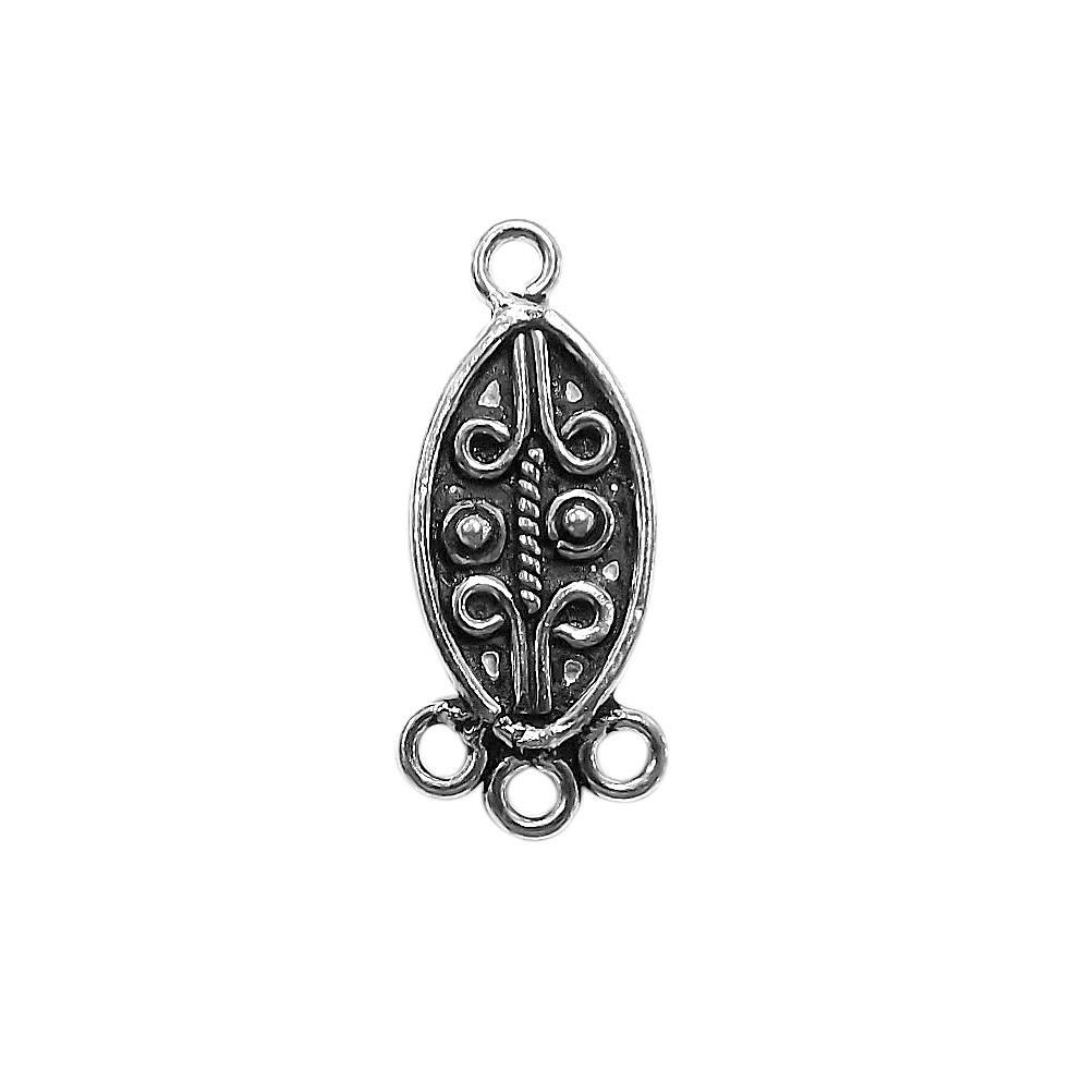 CSF-338 Silver Overlay Connector With 3 Hole Beads Bali Designs Inc 
