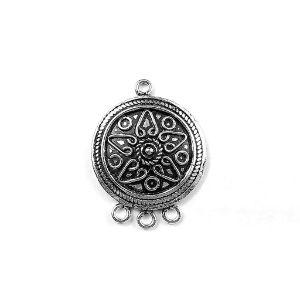 CSF-372 Silver Overlay Connectors With 3 Holes Beads Bali Designs Inc 
