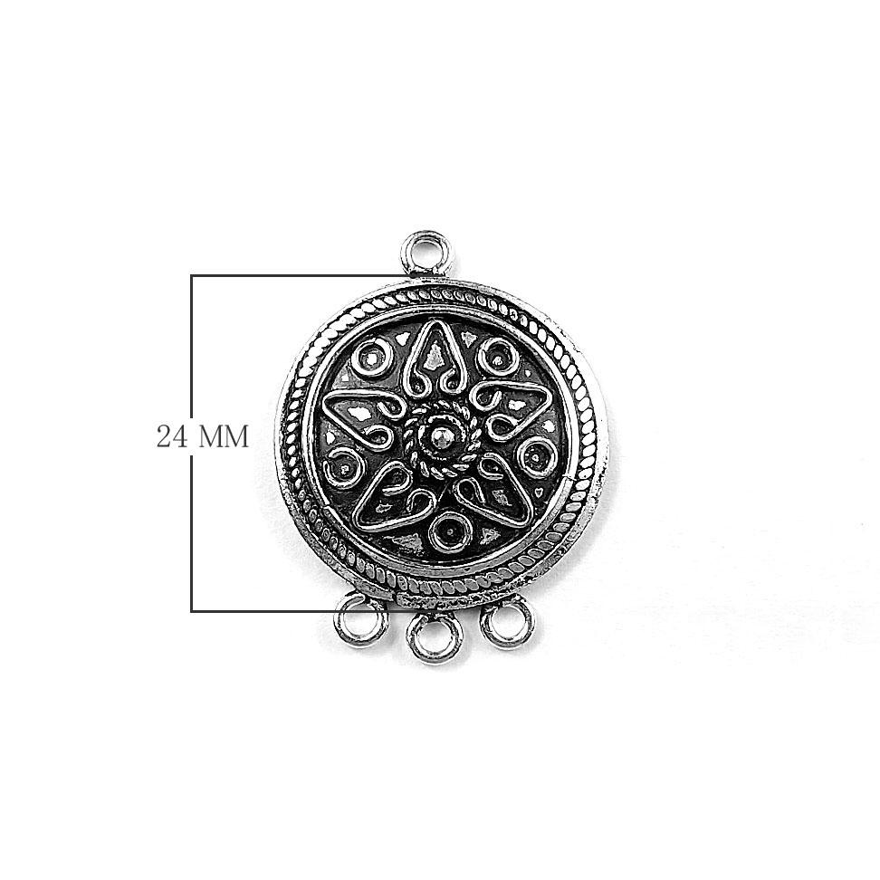 CSF-372 Silver Overlay Connectors With 3 Holes Beads Bali Designs Inc 